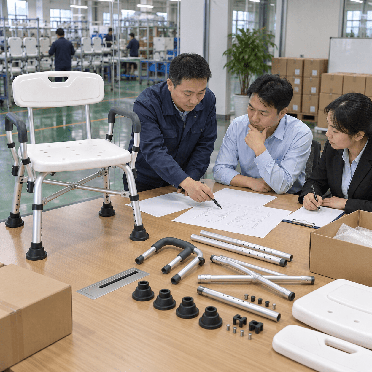 Supplier audit beside an unbranded wide chair