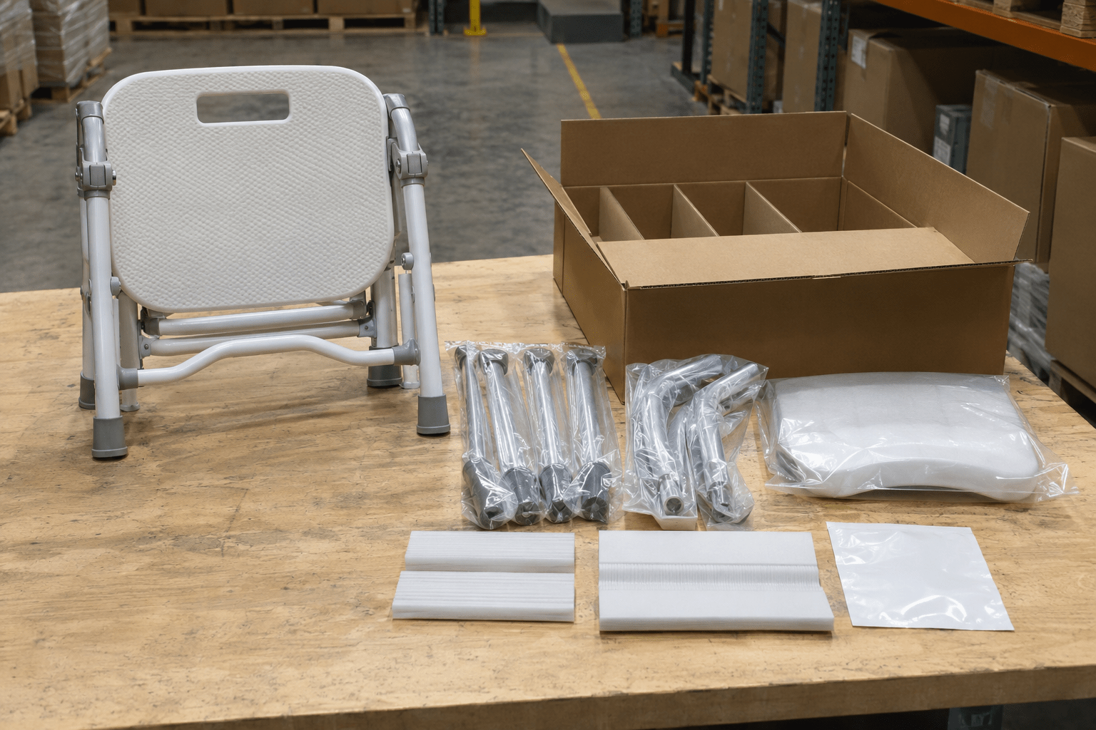 Professional packing review for a folded shower chair