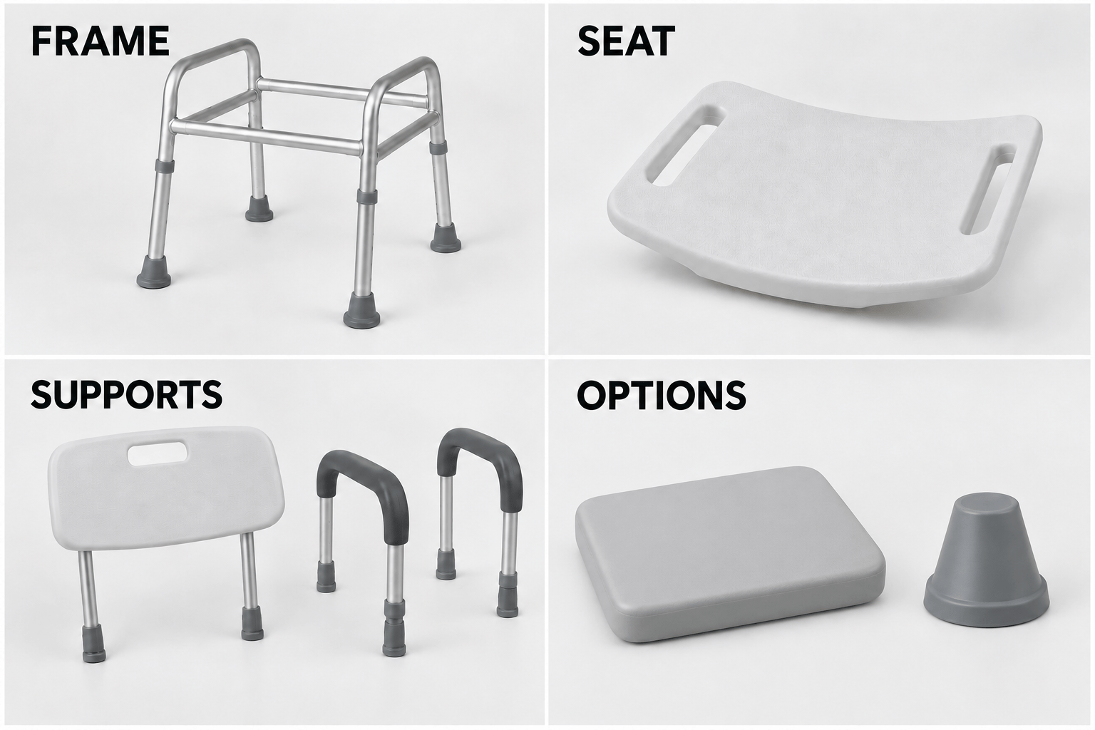 Modular shower-chair product architecture chart