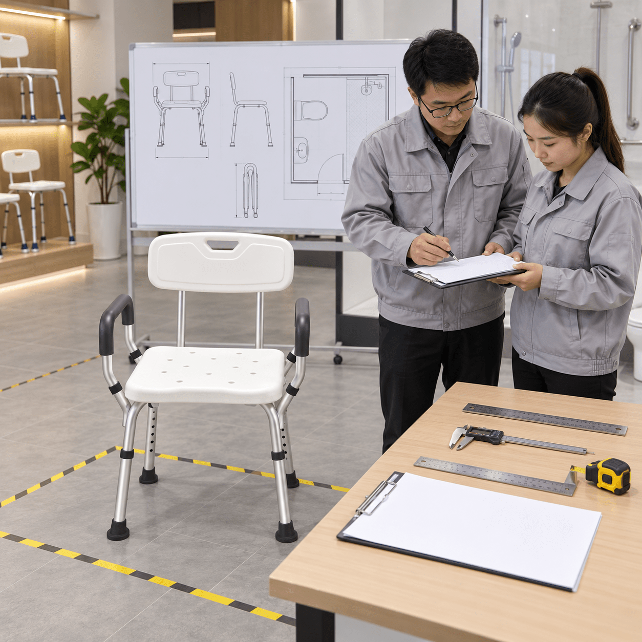 Complete shower-chair measurement station