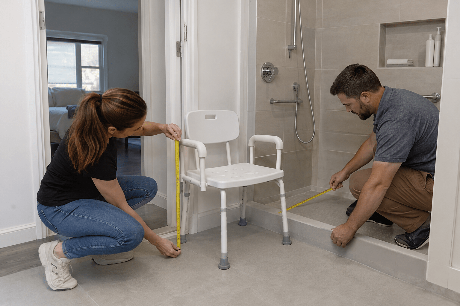 Chair and bathroom measurement trial