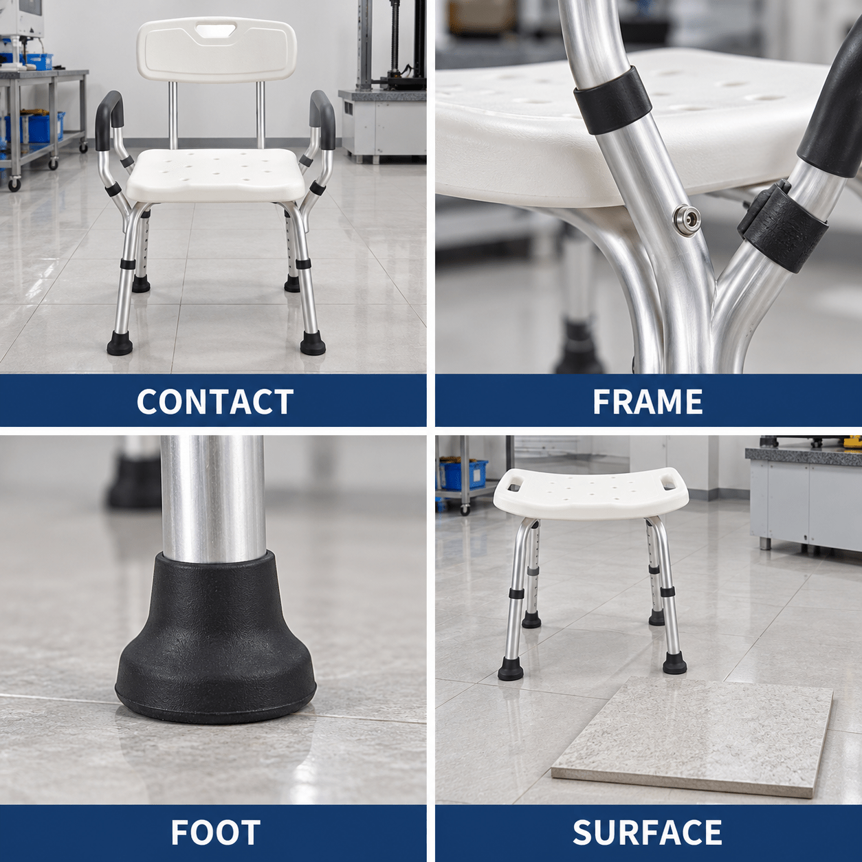 Controlled bathing-seat stability chart