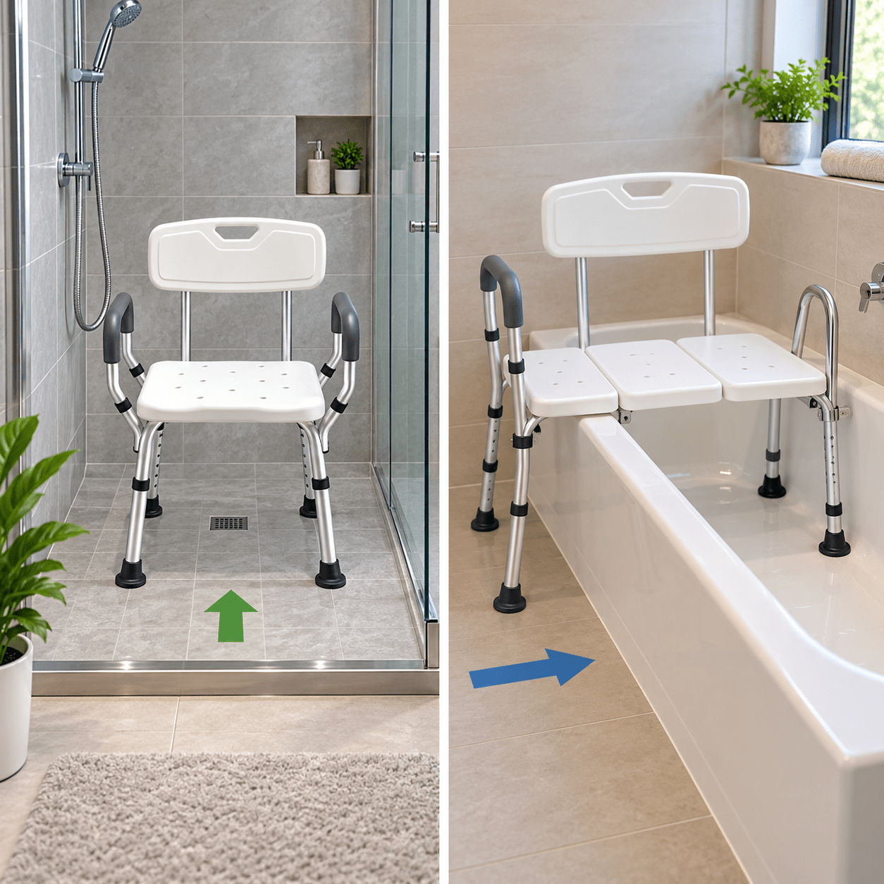 Walk-in and tub-entry routes compared