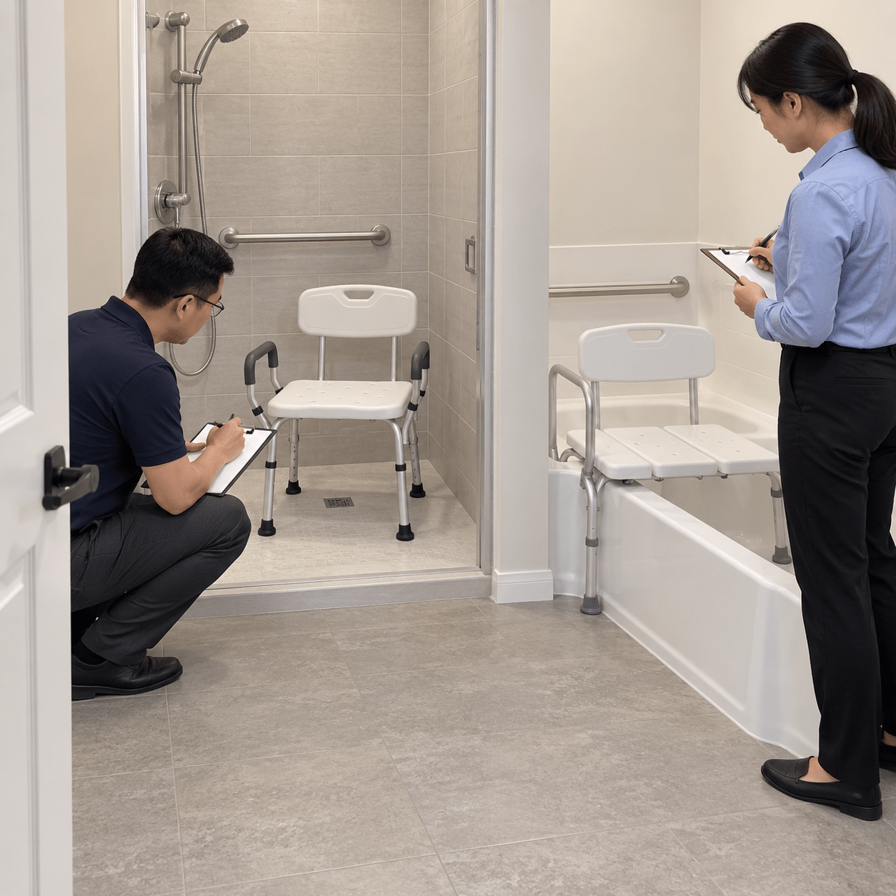 Bathroom route assessment with two empty products