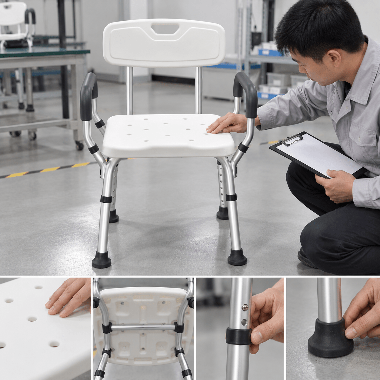 Seat structure inspected after a test