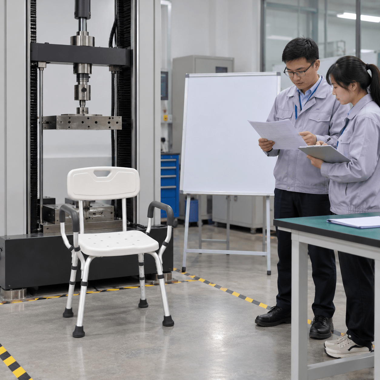 Load-test planning around an unbranded chair